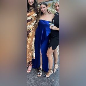 DVF Royal blue strapless gown with slit